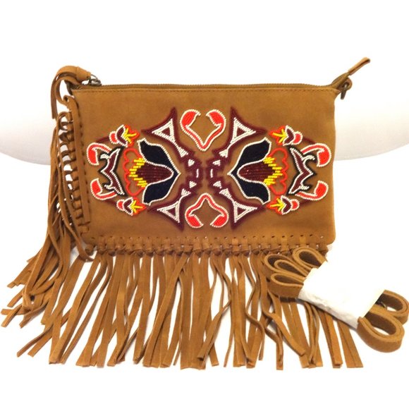 SUEDE FRINGE CLUTCH/CROSS BODY HANDBAG. - Picture 5 of 11